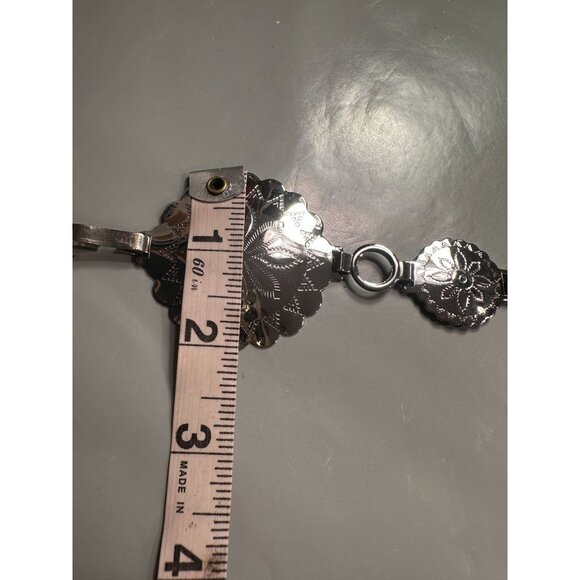 Concho Chain Statement Belt Western Boho Womens Floral Vintage Silver Adjustable - Picture 15 of 16